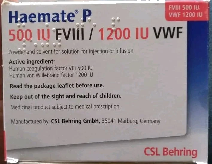 Haemate P 500 IU Injection imported from Germany containing Factor VIII and von Willebrand Factor